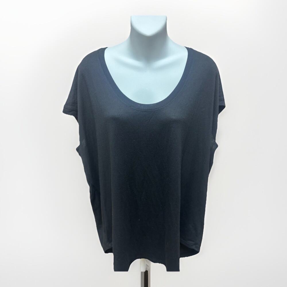 Athleta Womens XL Oversized Black Modal Blend Scoop Neck Short Sleeve T Shirt